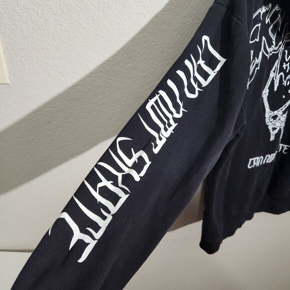 Divided H&M Hoodie Skater Was Here Cant Skate Skeleton Skateboard XL Black - Picture 4 of 13